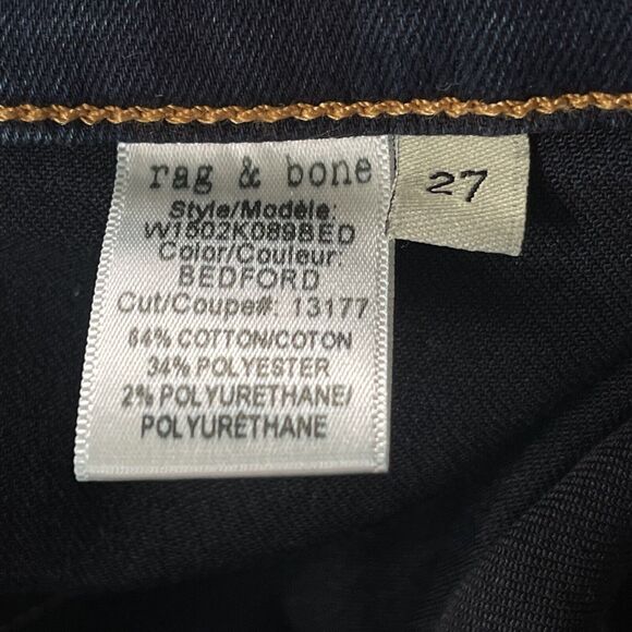 Rag & Bone SZ 27 Skinny Jean Bedford Low-Rise Pockets Zip-Fly Dark Wash Blue - Picture 12 of 12